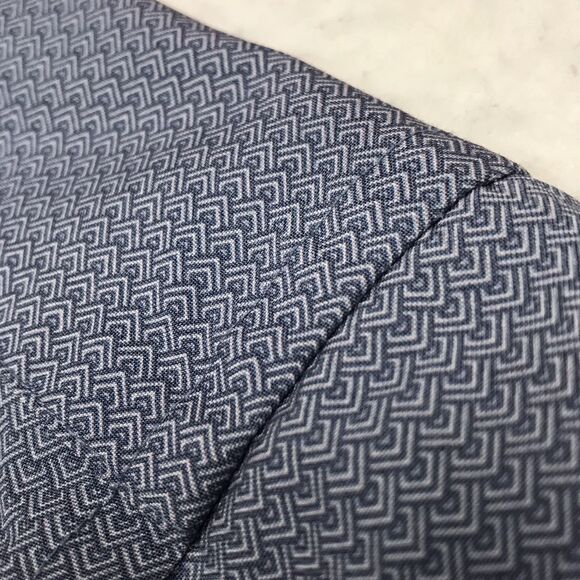 PROPER CLOTH Reda Shirt Men XL Blue Zig Zag Print 100% Merino Wool Flip Cuff - Picture 4 of 12